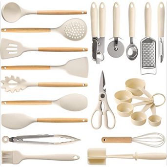 22 pc Heat Resistant 446°F Kitchen Utensils Set, Spatula Whisk Tongs for Cooking