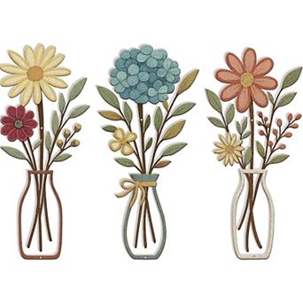 3 pc Metal Flower Wall Art for Bedroom Living Room Rustic Farmhouse Floral Wall Decor for Bathroom