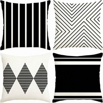 Outdoor Pillow Protectors Waterproof,18x18 inch Throw Pillows Boho Set of 4 for Patio Furniture