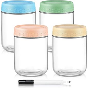 16 Oz Overnight Oats Containers with Lids - 4 Pack Storage Jars with Airtight Lids Wide Food Jars
