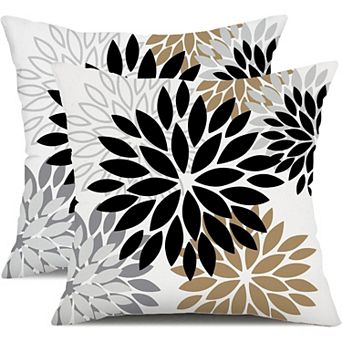 Outdoor Pillow Covers Set of 2, Flower Throw Pillows Farmhouse Square Cushion Case Decor for Patio