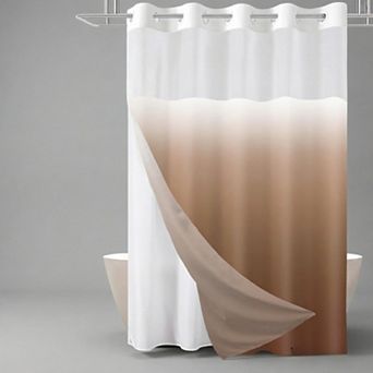 No Hook Shower Curtain and Liner Set for Bathroom,with Snap in Liner Replacement,3 in 1 Bath Curtain