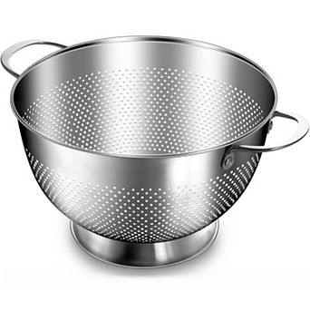 5-qt Stainless Steel Colander for Kitchen,Durable Rice and Pasta Strainer with Oversized Handles