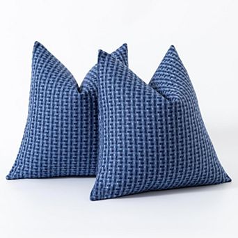 Outdoor Waterproof Throw Pillow Covers Pack of 2 Weaving Texture for Garden Patio Tent Balcony