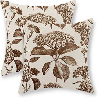 Pillow Covers Set of 2 ,Floral Hydrangea Herbs Botanical Throw Pillow Cover Outdoor for Couch Sofa