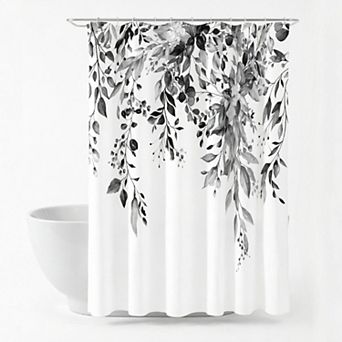 Shower Curtain, Watercolor Floral Print, 72x72, Waterproof Fabric Bathroom Decor, Machine Washable