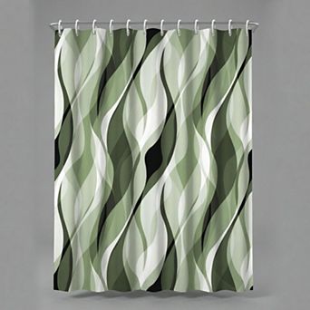 Striped Shower Curtain with Hooks for Bathroom 72x72 Inch,Abstract Striped Wavy Minimalist Bathroom