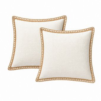 Set of 2 Farmhouse Throw Pillow Covers Burlap Linen Decor for Home Outdoor