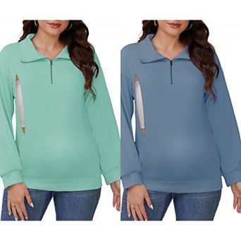 2 Packs Women's Nursing Maternity Zipper Shirt Pregnancy Pullover Top Breastfeeding Sweatshirt