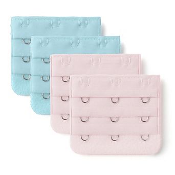 Women Underwear Buckle 3 Row Hooks Bra Strap Extender Set Pink Blue 4 pc
