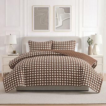 VCNY Home Gingham Microfiber Quilt Set