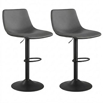 Leather Adjustable Swivel Bar Stools Set of 2