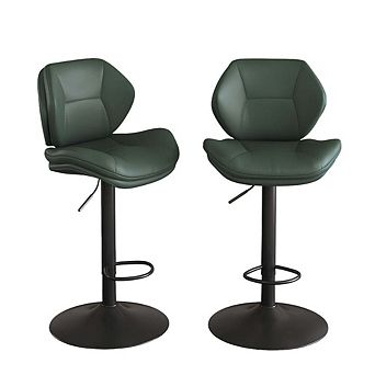 Modern Rustic Adjustable PU Leather Bar Stool with Stainless Steel Frame