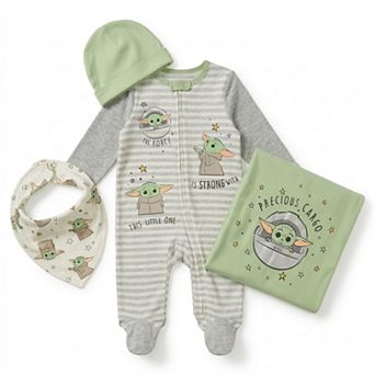 Star Wars The Mandalorian Grogu Gift Set 4 pc Sleep N Play Layette Set