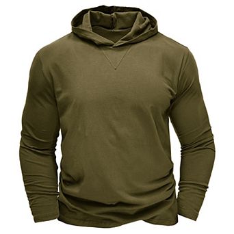 Men's Long Sleeve Cotton Hoodie Tee Outdoor Baselayer Top