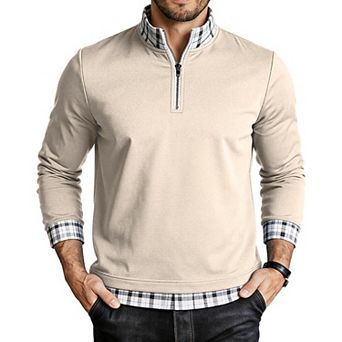 Men's Stand Collar Long Sleeve Zip Up Paneled Sweatshirt