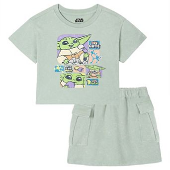 Star Wars The Mandalorian Grogu 2 pc Mineral Wash T-Shirt and Skort Set
