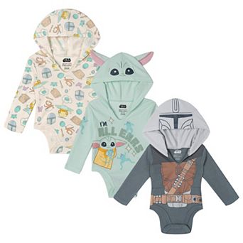 Star Wars The Mandalorian 3-Pack Cosplay Hooded Bodysuits