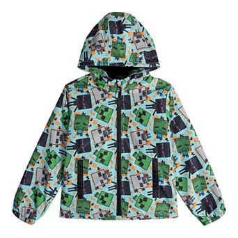 Minecraft Hooded Zip-Up Rain Jacket