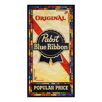 American Art Décor Vintage Pabst Blue Ribbon Framed Stained Glass-Inspired Wall Decor