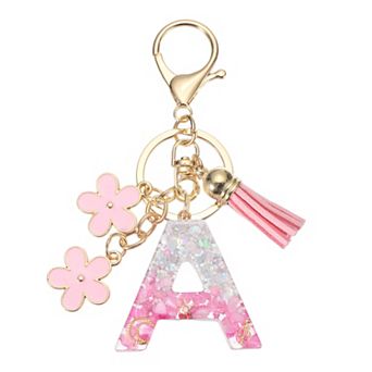 Alphabet Initial Letter Keychain Resin Cute Keychains with Tassel Letter Pendant Charm