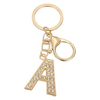 Initial Letter Key Chain, Keychain Initials Keyring Cute Metal Crystal Alphabet Keyring