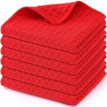 Waffle Weave Microfiber Absorbent Kitchen Dish Cloths 6 Pack
