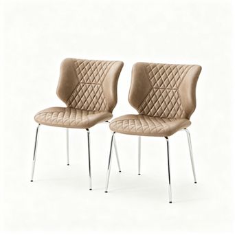 KWPZQEB 2 pc Oil Waxed Leather Dining Chairs with Tufted High Back & Upholstered for Dining Room