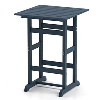 Square Patio Bar Table with Outdoor Dining Surface and Support Frame for Backyard