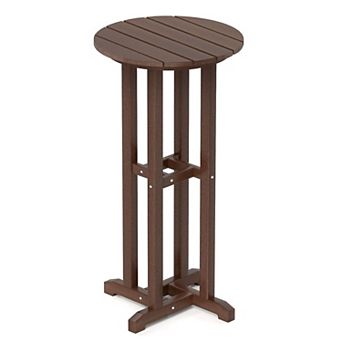 Round Patio Bar Table for Balcony Porch and Backyard with HDPE Slatted Top
