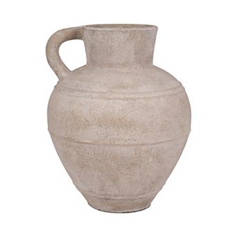 Terracotta Rustic Jug Table Vase for Home Decor - Sculptural Tall Flower Vase - 22", Ivory