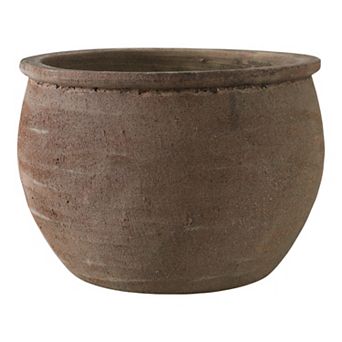 Ceramic Traditional Textured Pot Planter - Brown, 13"