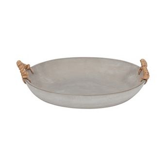 Ceramic Bowl with Twisted Rope Handles - Gray, 16 in