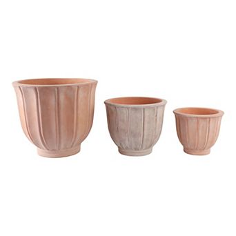 Ceramic Garden Petal Planters Set of 3 - Red, 9/12/15"