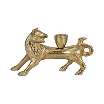 Aluminum Fox-Shaped Taper Candle Holder - Gold, 8 in