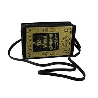 Black And Gold Witch's Companion Book Crossbody Purse