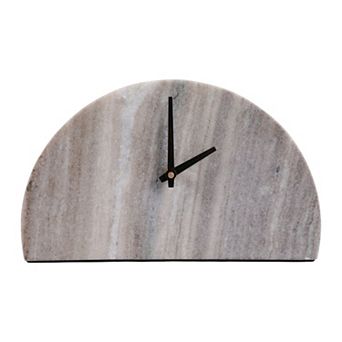 Desk Clock - Beige & Gray Marble Modern Half Dome, 10 in