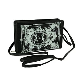 Black And White Glow In The Dark Book Of Spells Crossbody Purse