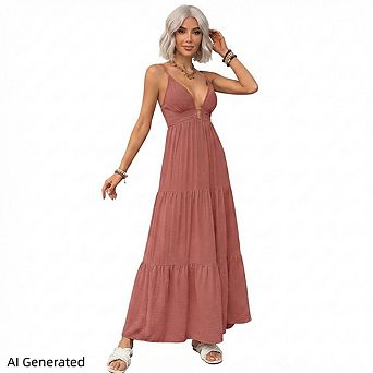 Women’S Halter Backless Boho Maxi Dress, Flowy Summer Beach Vacation Wedding Guest Ladies Outfit