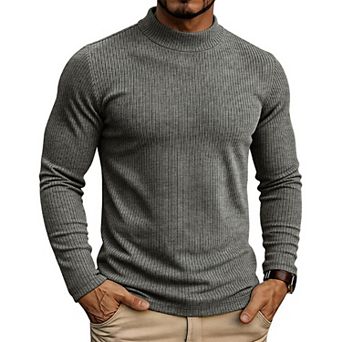 Men's Long Sleeve Stand Collar Warm Knit Sweater Pullover Thickened Base Top