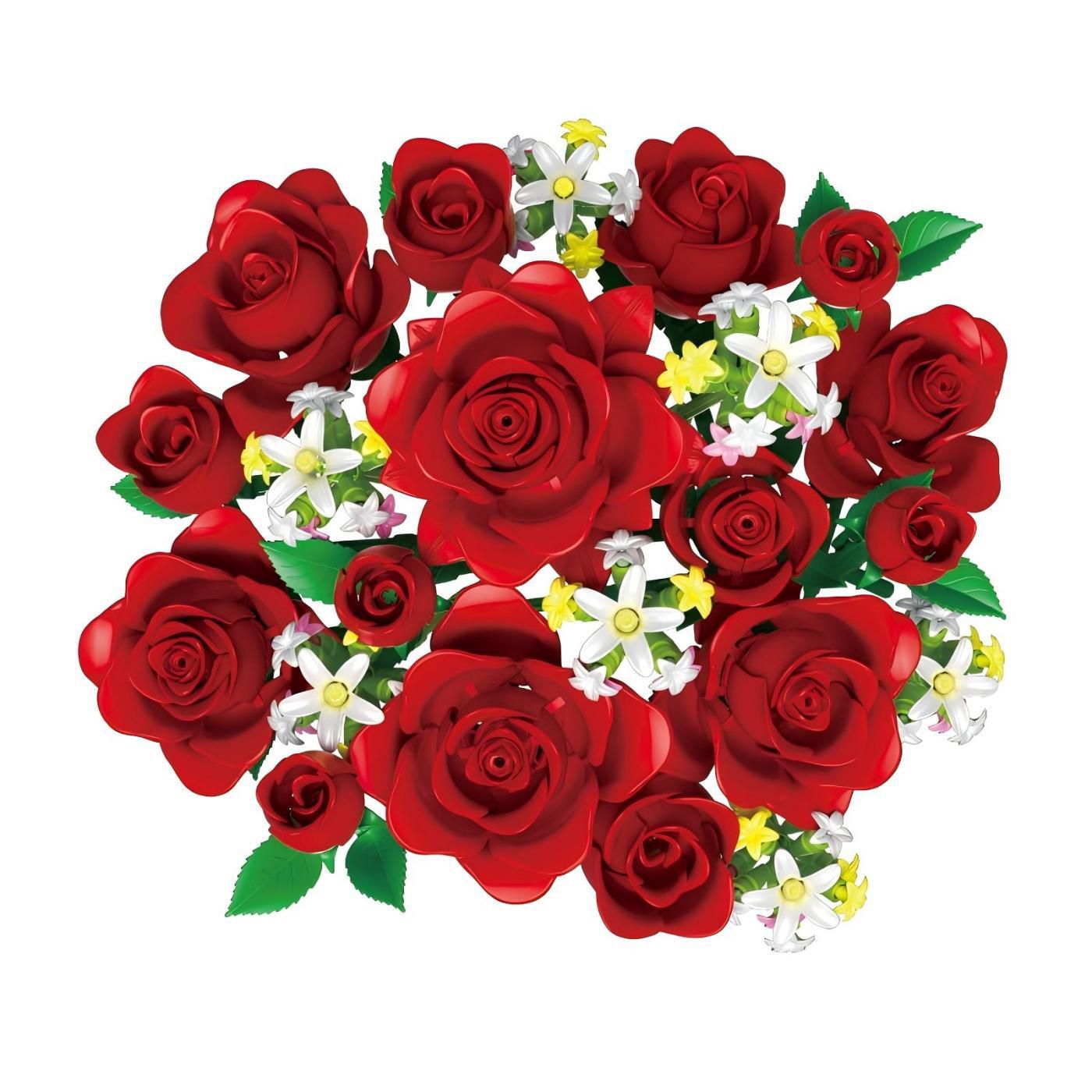 Детский конструктор Contixo BK09 Red Rose Bouquet Building Set, 789 pc Floral Brick Kit with Jasmine Accents & Gift — фото 1