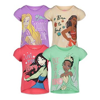 Disney Princess 4-Pack Glitter Short Sleeve T-Shirts
