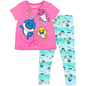 Pinkfong Baby Shark Tie Front T-Shirt and Leggings Set