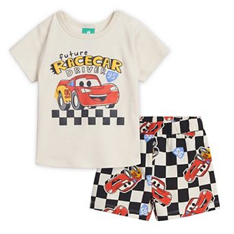 Disney's Cars Lightning McQueen French Terry 2 pc T-Shirt and Shorts Set
