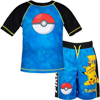 Pokemon Short Sleeve Rash Guard and Swim Trunks Set