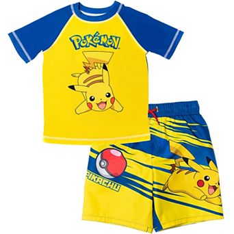 Pokemon Short Sleeve Rash Guard and Swim Trunks Set