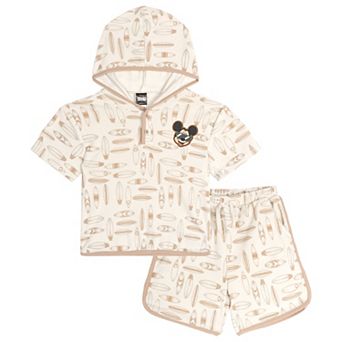 Disney's Mickey Mouse Loungewear 2 pc Hooded T-Shirt and Shorts Set