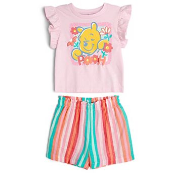 Disney's Winnie the Pooh 2 pc Short Sleeve Tee and Gauze Shorts Set