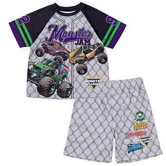 Monster Jam Athletic 2 pc Baseball Jersey and Shorts Set