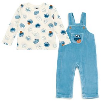 Sesame Street Cookie Monster 2 pc Overalls and Tee Set